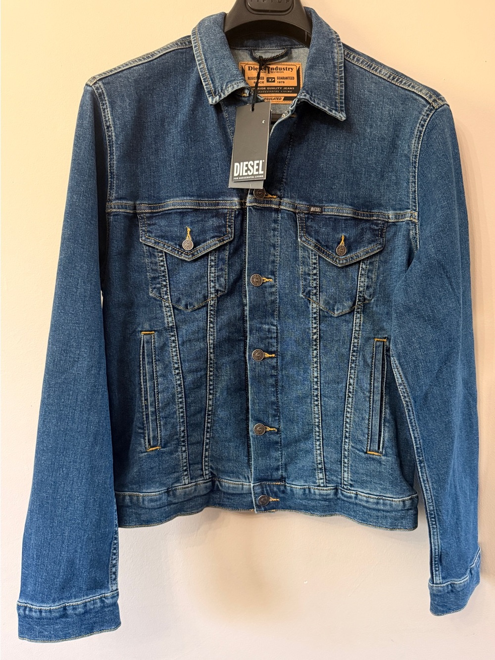 Diesel Men’s Dark Blue Classic Denim Jacket(brand new)